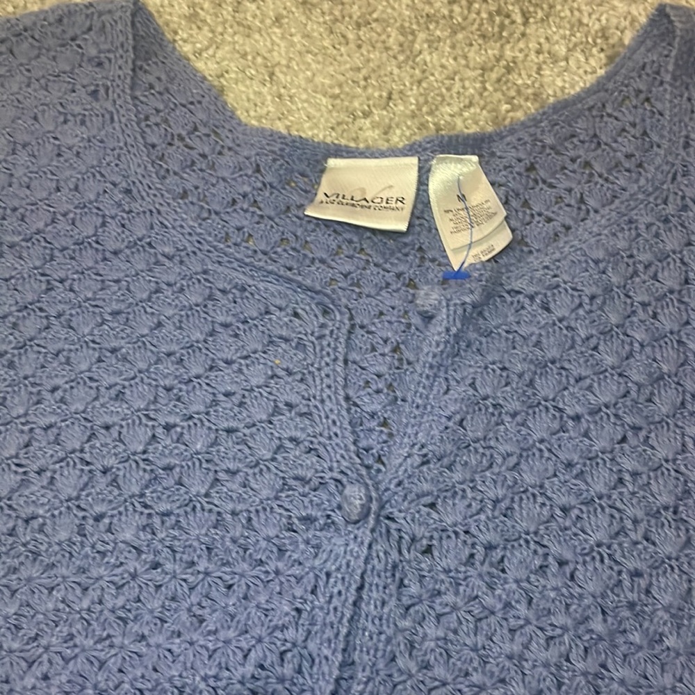 Major sale $24 was $33 Claiborne vintage crochet light blue vest size M - Picture 7 of 8